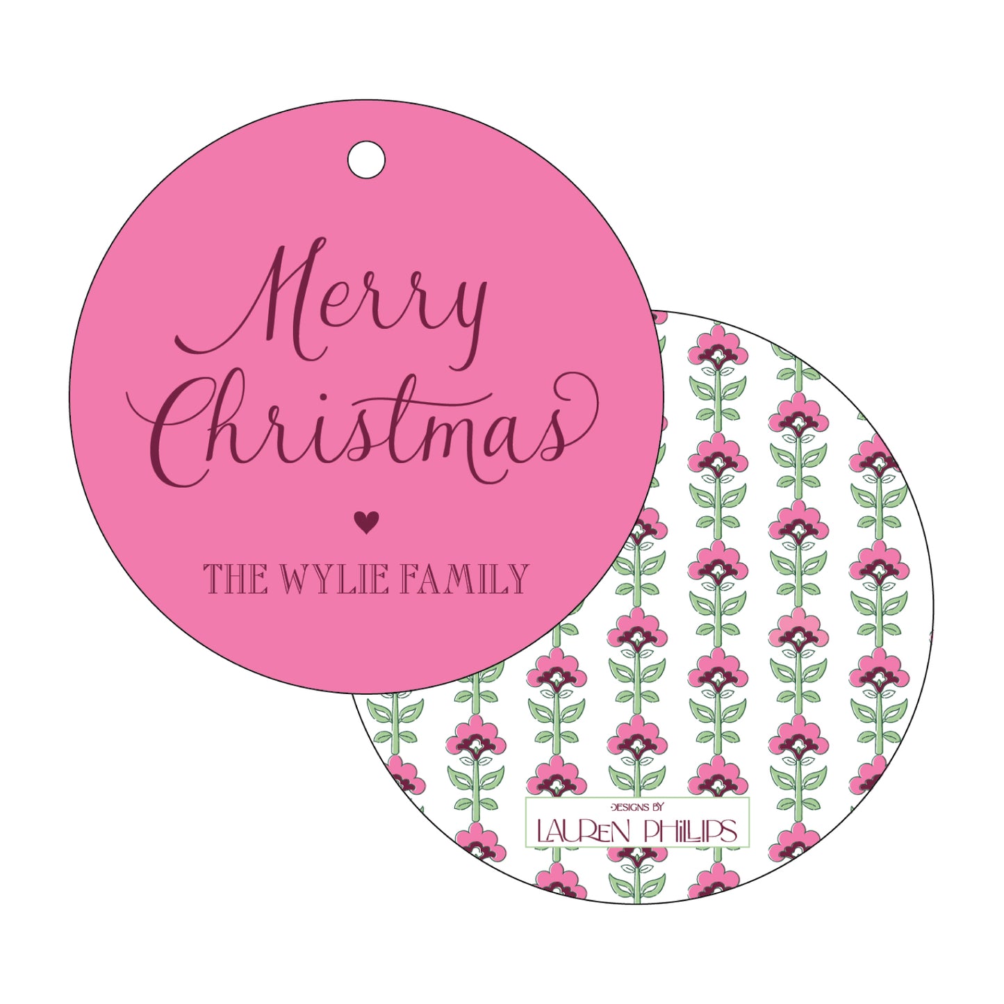 Merry Christmas Block Print Round