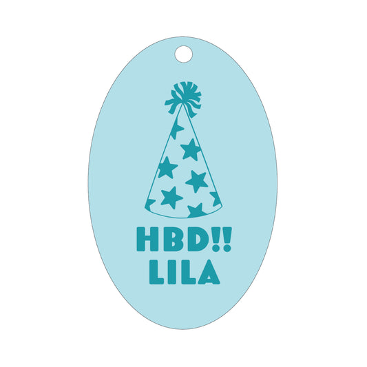 HBD Party Hat Oval