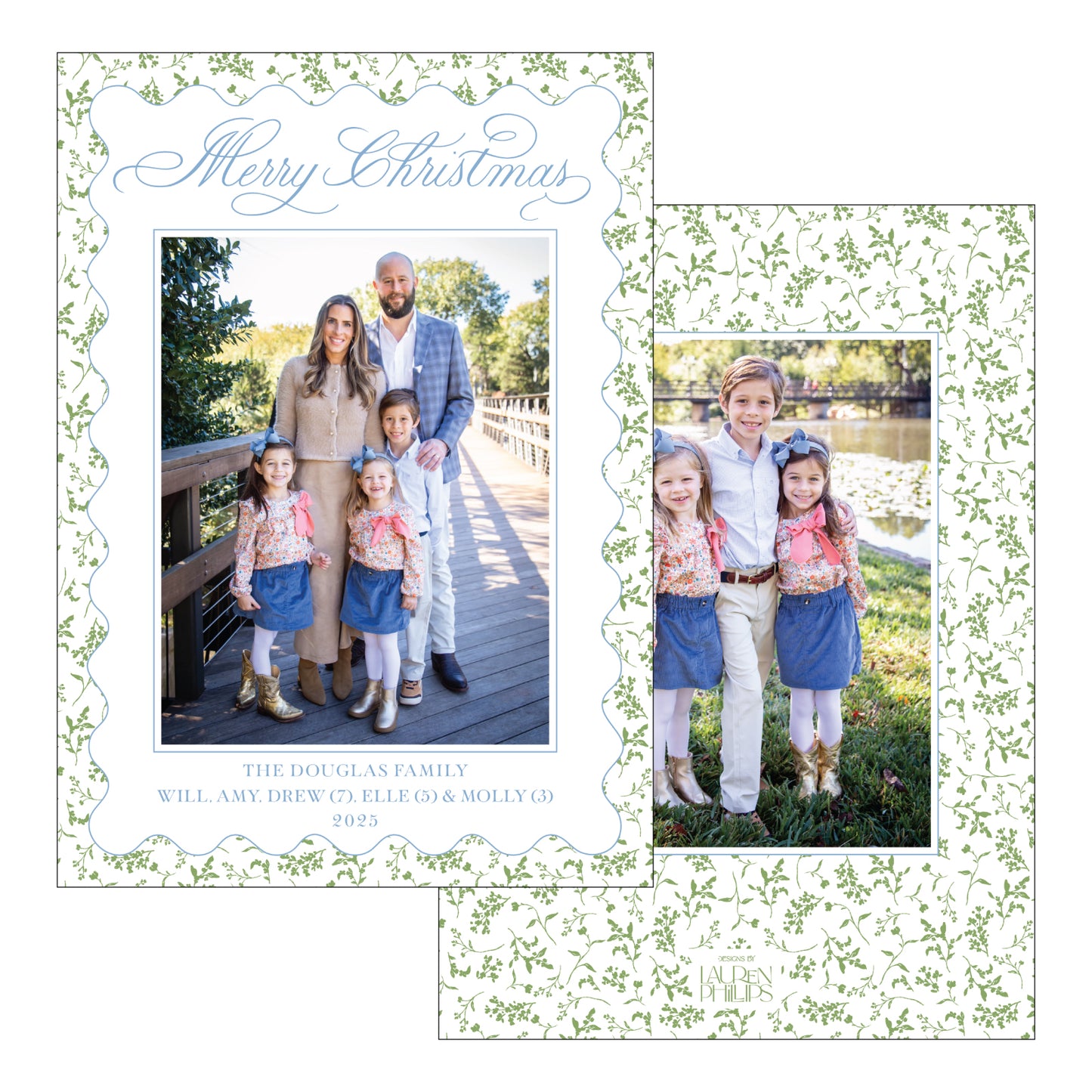 Merry Christmas Wavy Frame Floral