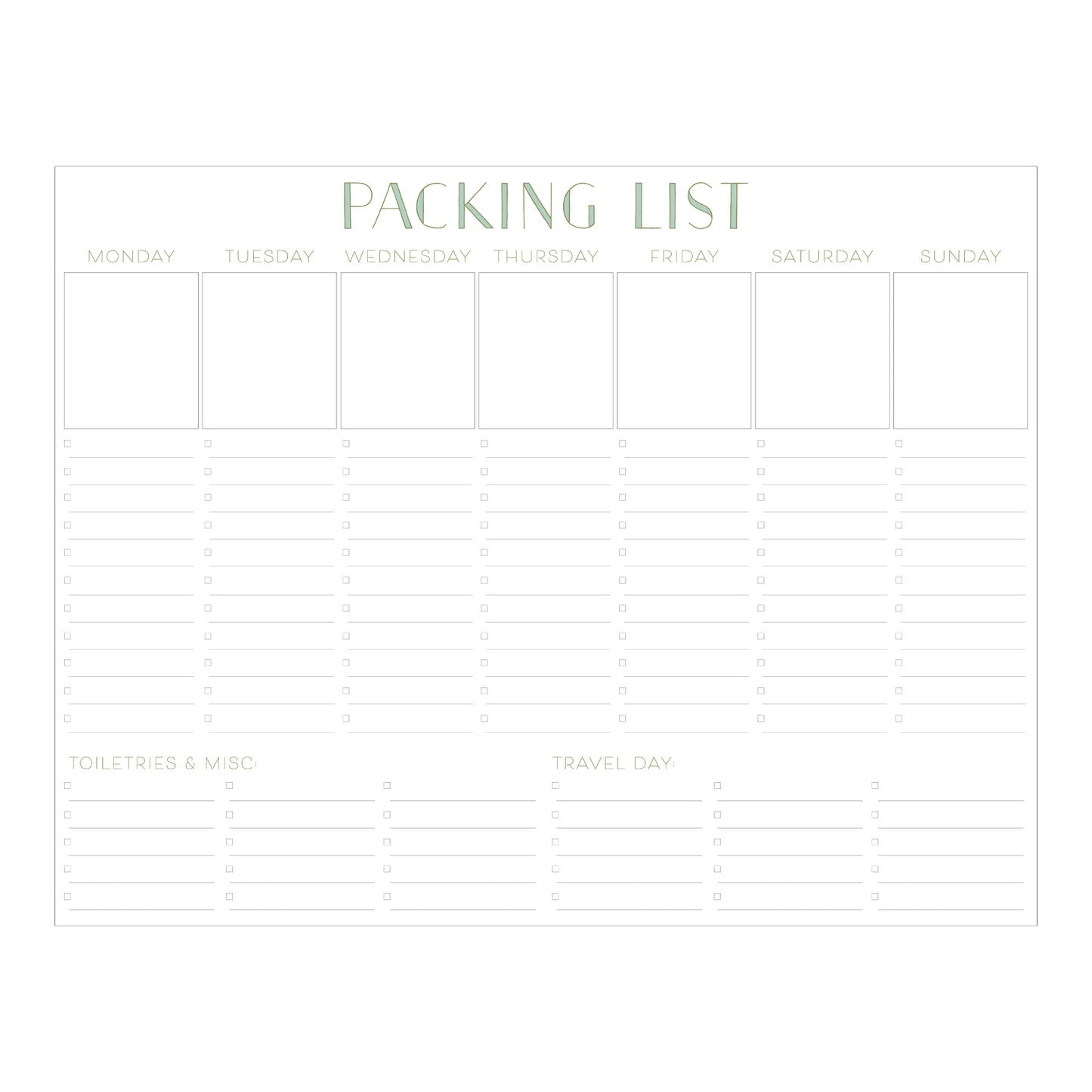 Packing List